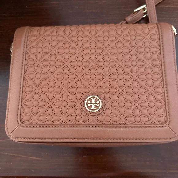 Tory Burch Tan Embossed Crossbody Bag - Picture 1 of 4